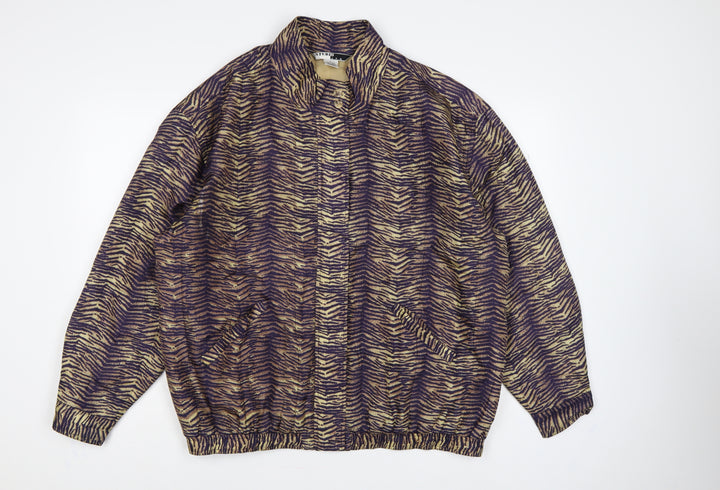 Studio JPR Women’s Brown Silk Animal Print Button Jacket Size L