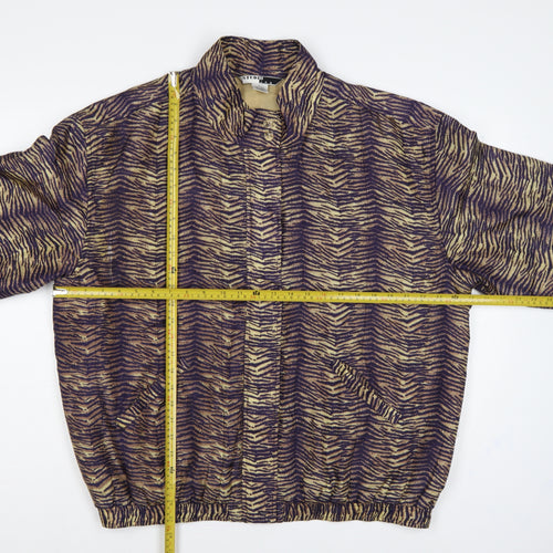Studio JPR Women’s Brown Silk Animal Print Button Jacket Size L