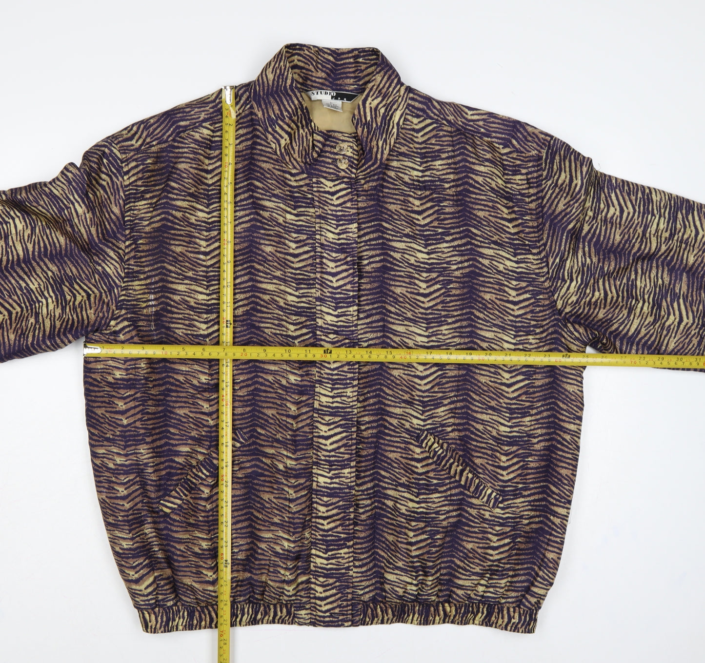 Studio JPR Women’s Brown Silk Animal Print Button Jacket Size L