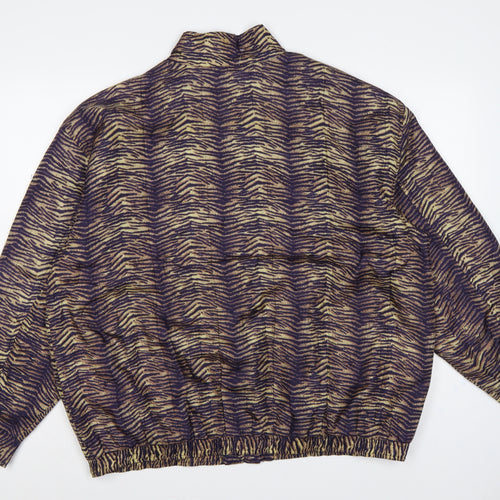 Studio JPR Women’s Brown Silk Animal Print Button Jacket Size L