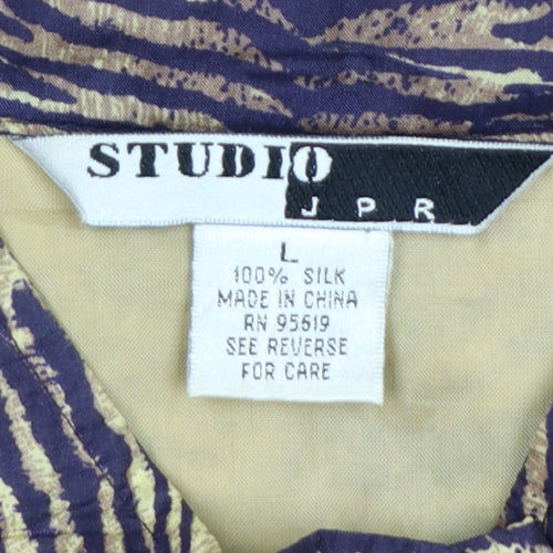 Studio JPR Women’s Brown Silk Animal Print Button Jacket Size L