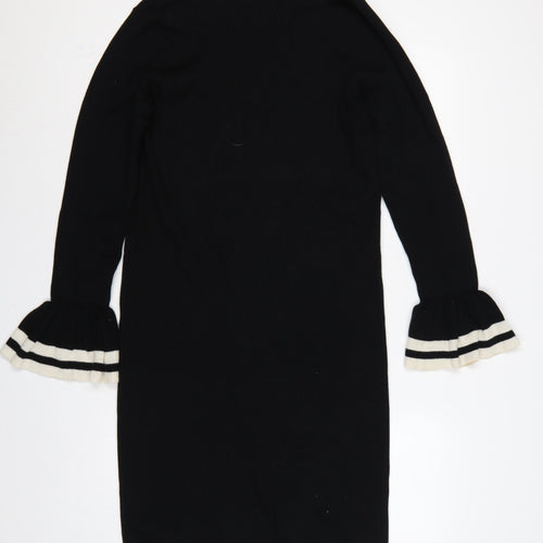 Lauren Ralph Lauren Women Black XL Midi Jumper Dress Bell Sleeve