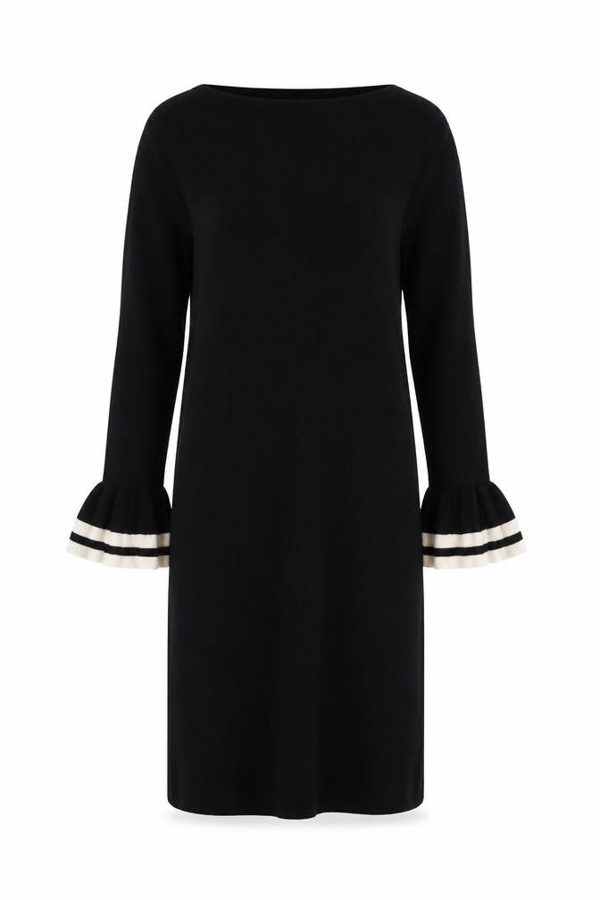 Lauren Ralph Lauren Women Black XL Midi Jumper Dress Bell Sleeve