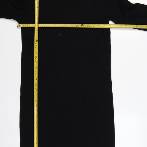 Lauren Ralph Lauren Women Black XL Midi Jumper Dress Bell Sleeve