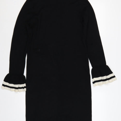 Lauren Ralph Lauren Women Black XL Midi Jumper Dress Bell Sleeve