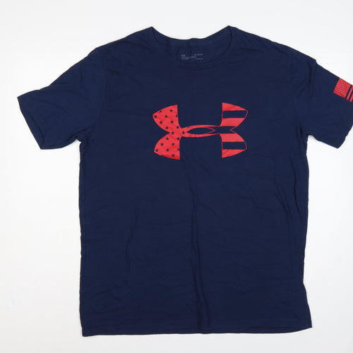 Under Armour Men’s Blue XL HeatGear USA Flag Logo Graphic T-Shirt