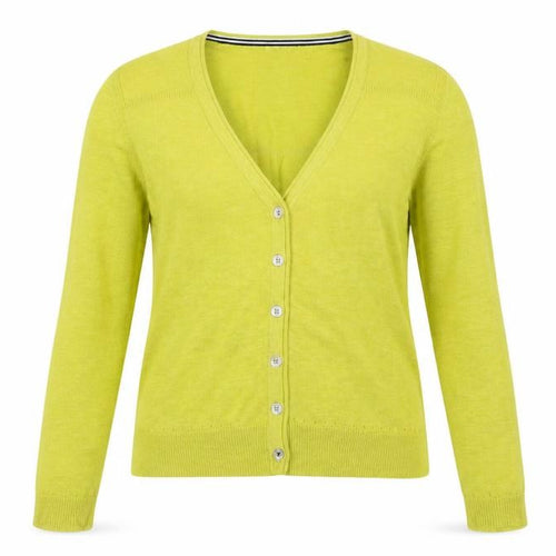 White Stuff Women Yellow Cotton V-Neck Button Cardigan UK 10