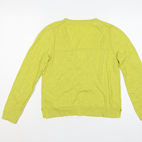 White Stuff Women Yellow Cotton V-Neck Button Cardigan UK 10