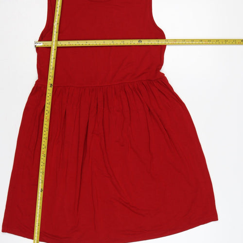 ASOS Women Red UK 6 Fit & Flare Sleeveless Jersey Short Dress