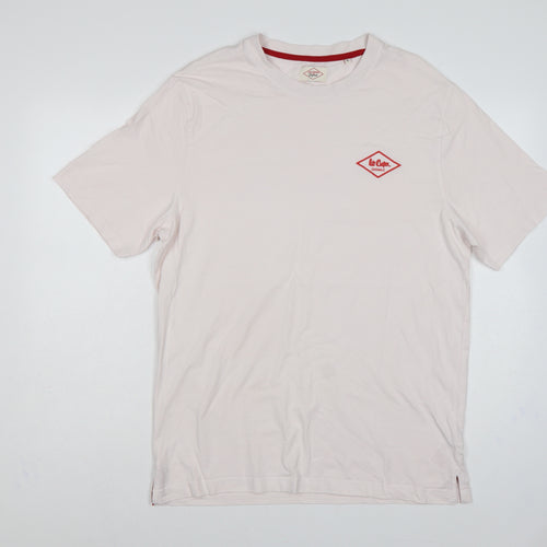 Lee Cooper Originals Men’s White XL Logo Crew Neck Cotton T-Shirt