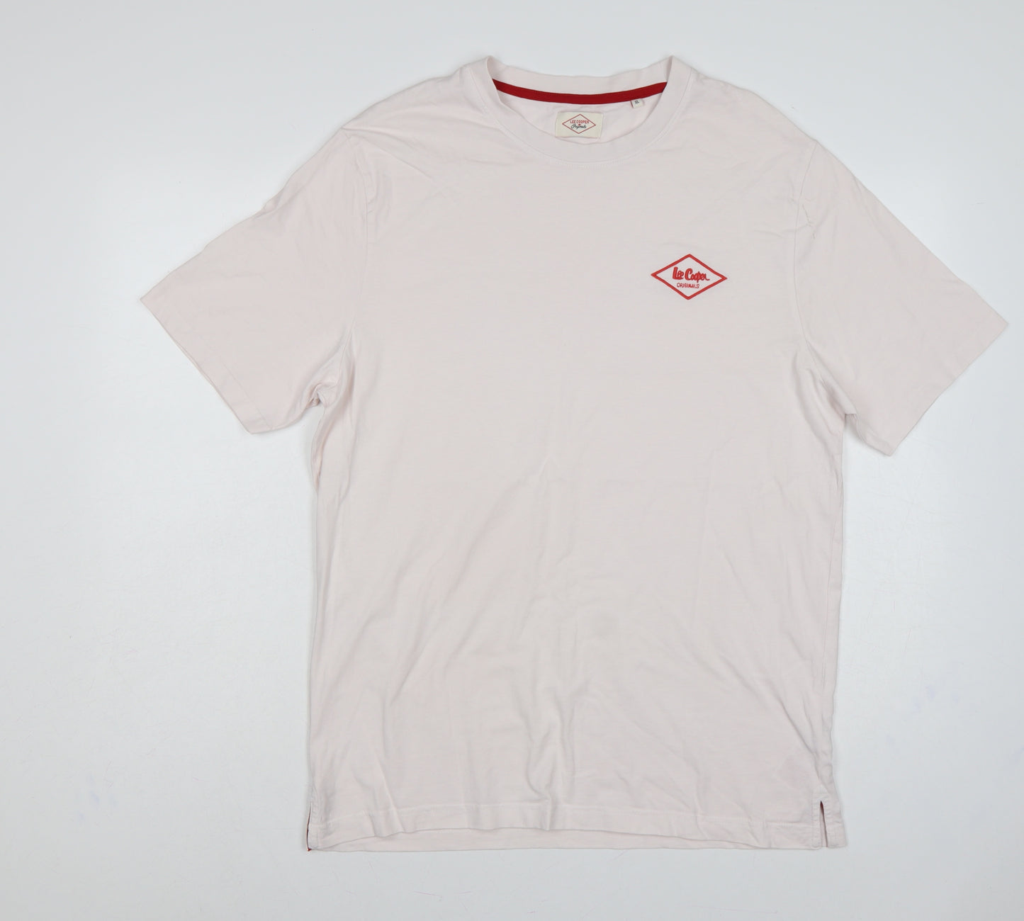 Lee Cooper Originals Men’s White XL Logo Crew Neck Cotton T-Shirt