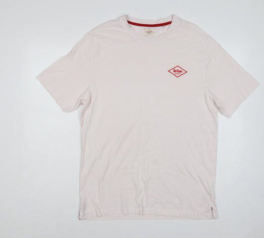 Lee Cooper Originals Men’s White XL Logo Crew Neck Cotton T-Shirt