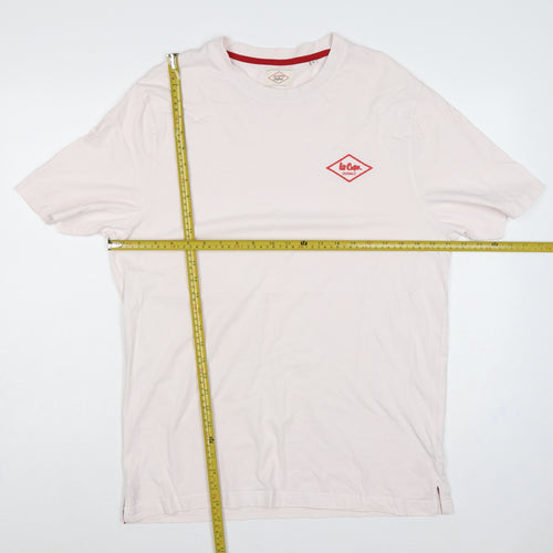 Lee Cooper Originals Men’s White XL Logo Crew Neck Cotton T-Shirt