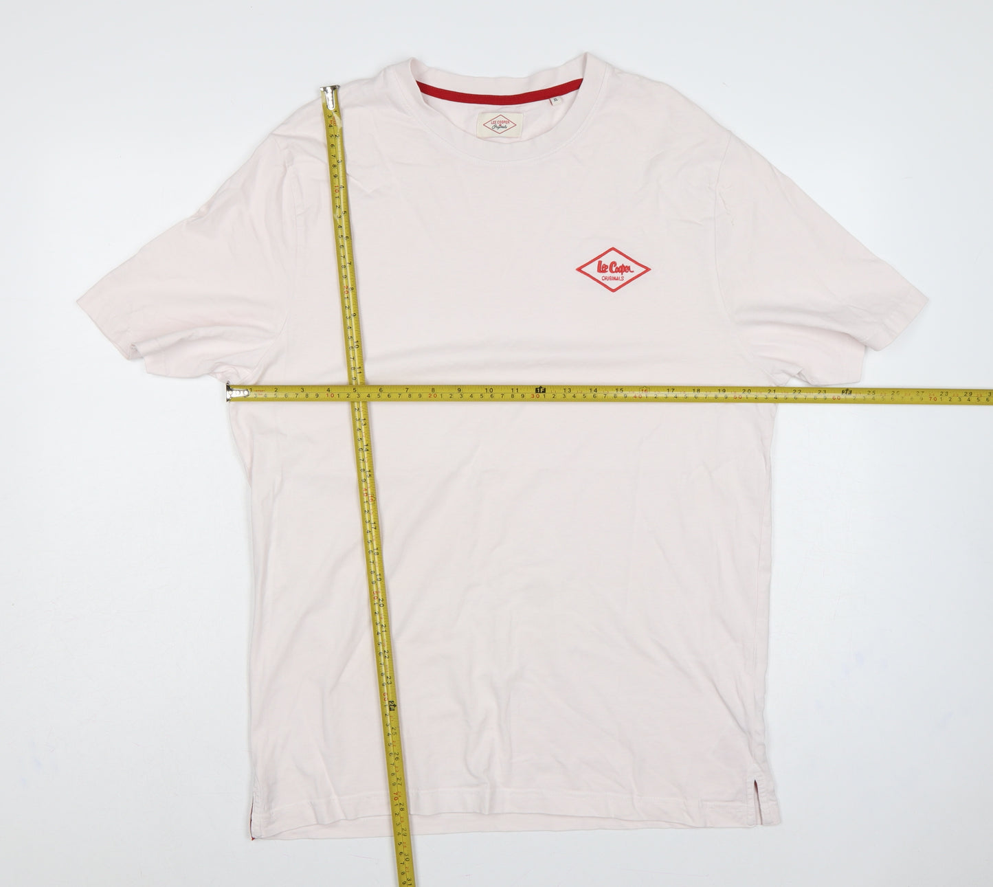 Lee Cooper Originals Men’s White XL Logo Crew Neck Cotton T-Shirt