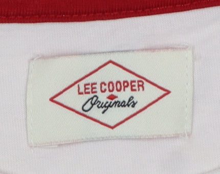 Lee Cooper Originals Men’s White XL Logo Crew Neck Cotton T-Shirt
