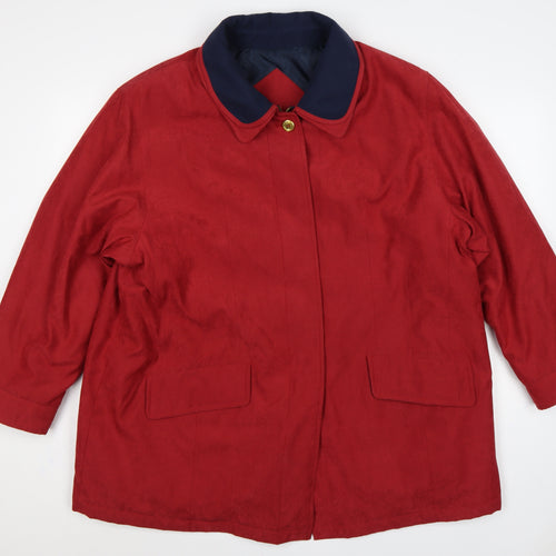 Berketex Women’s Red Navy Collar Mid-Length Coat Size 18-20 Lined