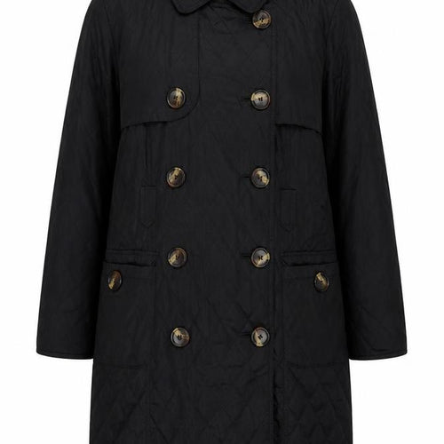 Marks & Spencer Women Black UK 16 Quilted Long Trench Coat