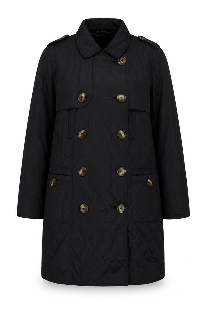 Marks & Spencer Women Black UK 16 Quilted Long Trench Coat