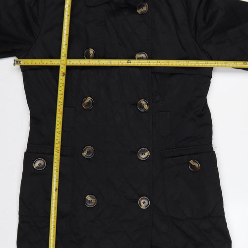Marks & Spencer Women Black UK 16 Quilted Long Trench Coat