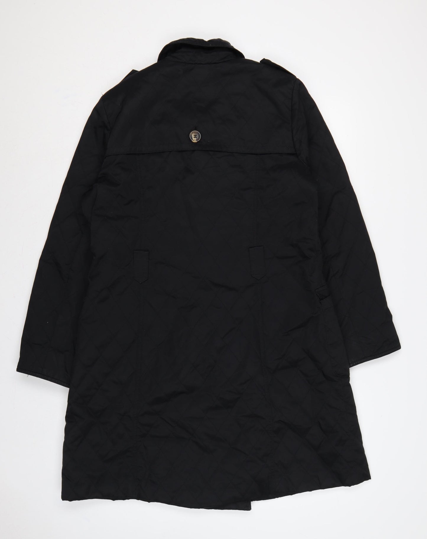 Marks & Spencer Women Black UK 16 Quilted Long Trench Coat