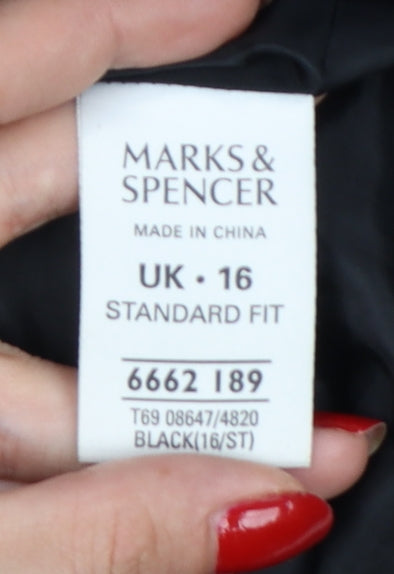 Marks & Spencer Women Black UK 16 Quilted Long Trench Coat