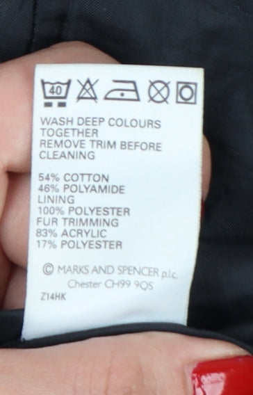 Marks & Spencer Women Black UK 16 Quilted Long Trench Coat