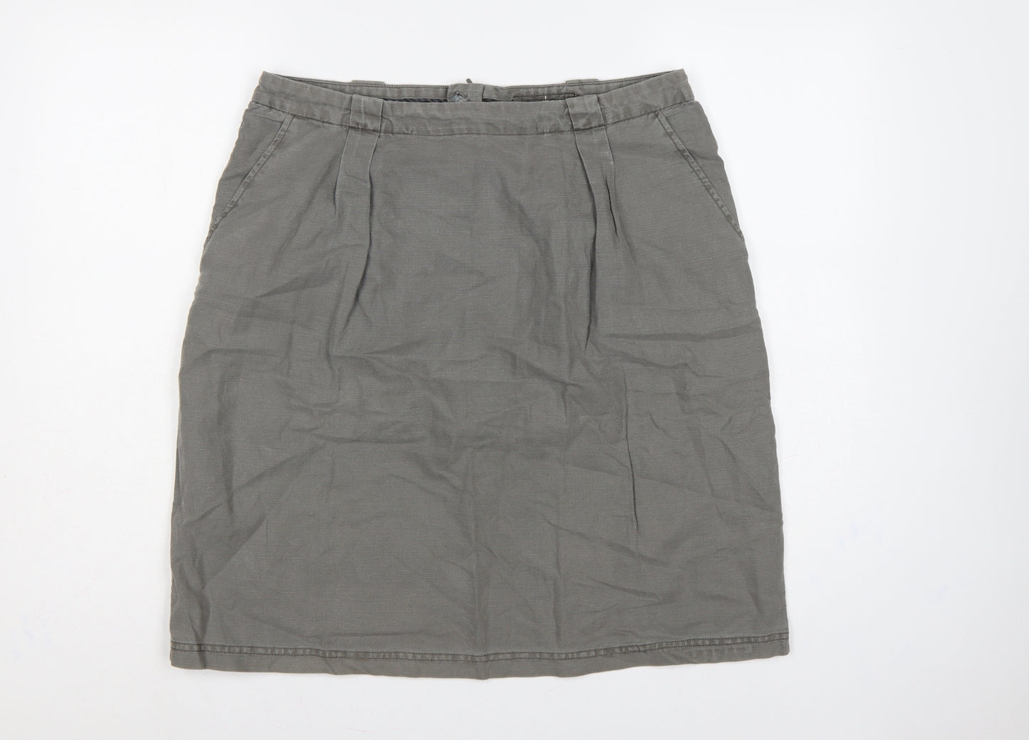 Seasalt Cornwall Women’s Grey UK 14 Linen Cotton Pencil Knee Skirt