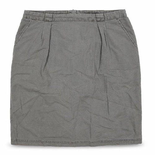 Seasalt Cornwall Women’s Grey UK 14 Linen Cotton Pencil Knee Skirt
