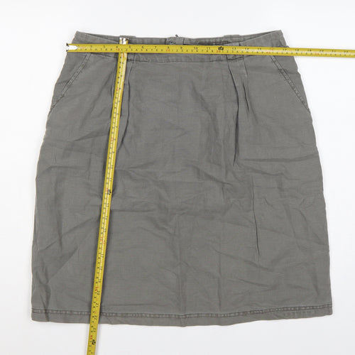Seasalt Cornwall Women’s Grey UK 14 Linen Cotton Pencil Knee Skirt
