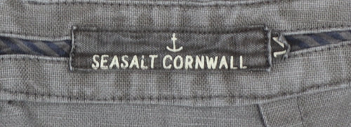 Seasalt Cornwall Women’s Grey UK 14 Linen Cotton Pencil Knee Skirt