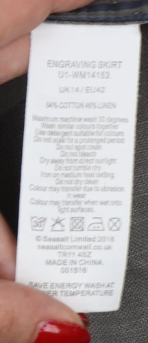 Seasalt Cornwall Women’s Grey UK 14 Linen Cotton Pencil Knee Skirt