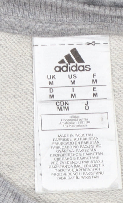 Adidas Men’s Grey M Crew Neck 3 Stripe Logo Pullover Sweatshirt