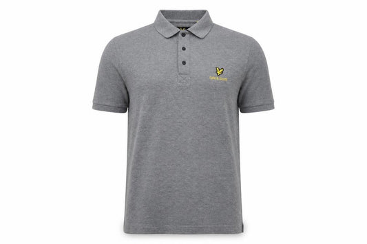 Lyle & Scott Mens Grey Logo Short Sleeve Polo Shirt Size L