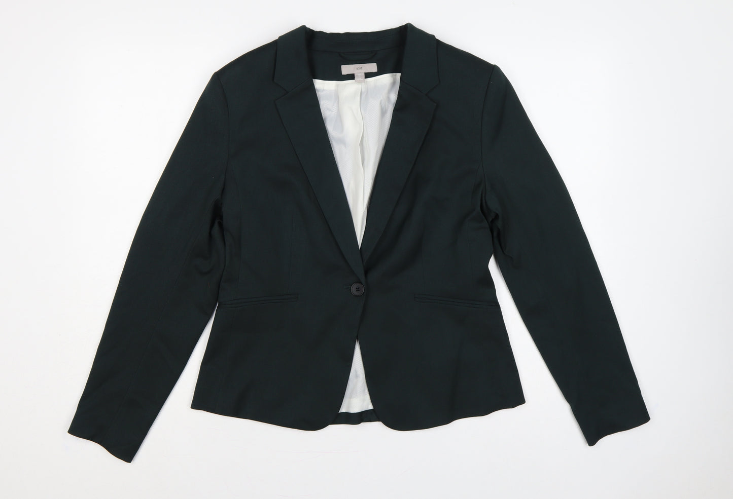 H&M Women Black UK 14 Tailored Single-Breasted Lined Blazer Jacket