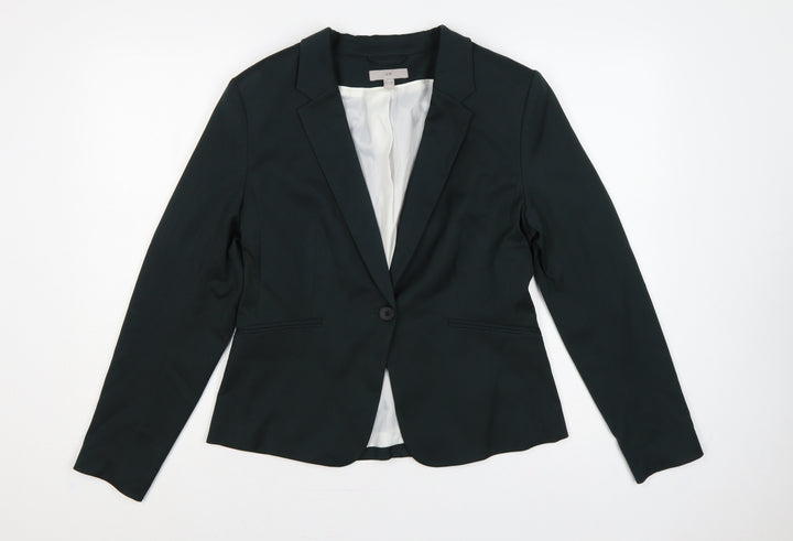 H&M Women Black UK 14 Tailored Single-Breasted Lined Blazer Jacket