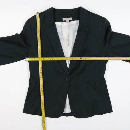 H&M Women Black UK 14 Tailored Single-Breasted Lined Blazer Jacket