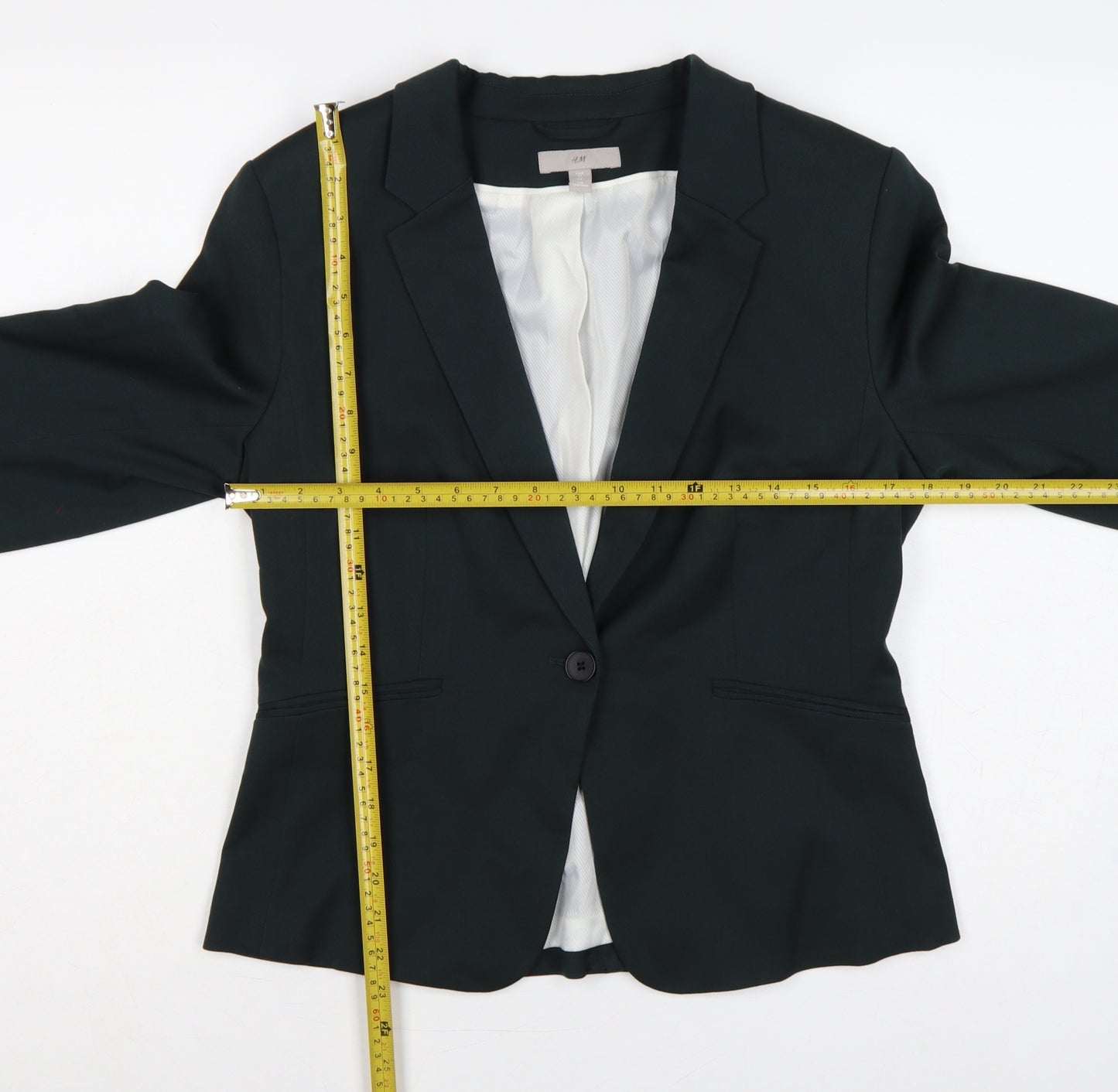 H&M Women Black UK 14 Tailored Single-Breasted Lined Blazer Jacket