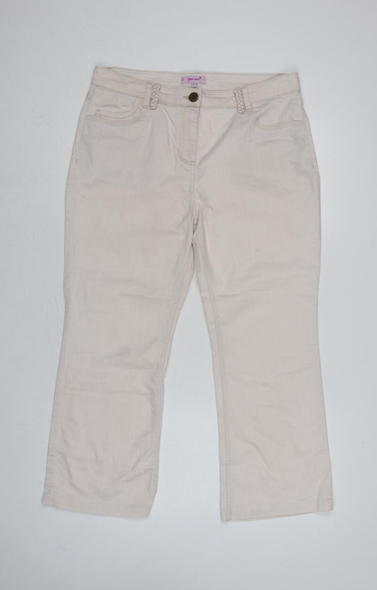 Marks & Spencer Per Una Women Ivory UK 14 Bootcut Stretch Jeans