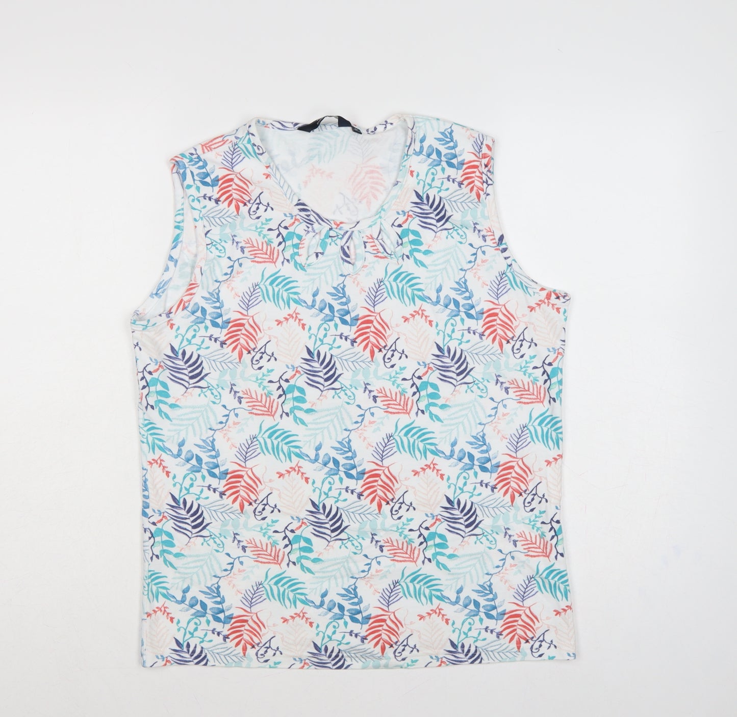 Isle Essentials Women Multicoloured Floral Cotton Tie Neck Tank Top UK 14
