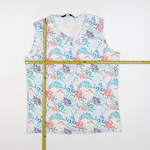 Isle Essentials Women Multicoloured Floral Cotton Tie Neck Tank Top UK 14