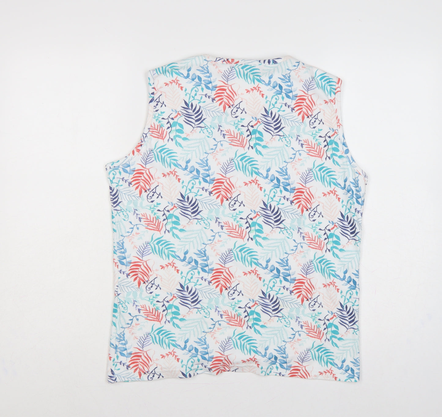 Isle Essentials Women Multicoloured Floral Cotton Tie Neck Tank Top UK 14