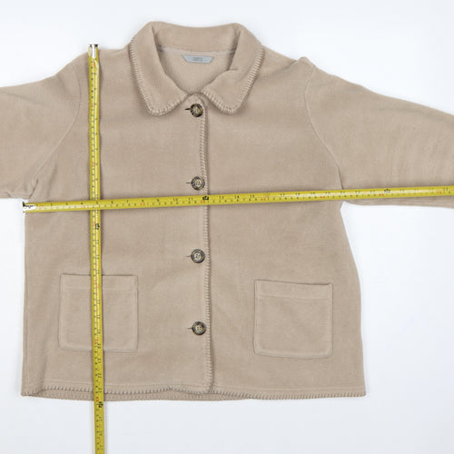 Marks & Spencer Women Beige UK 18 Fleece Button Basic Jacket