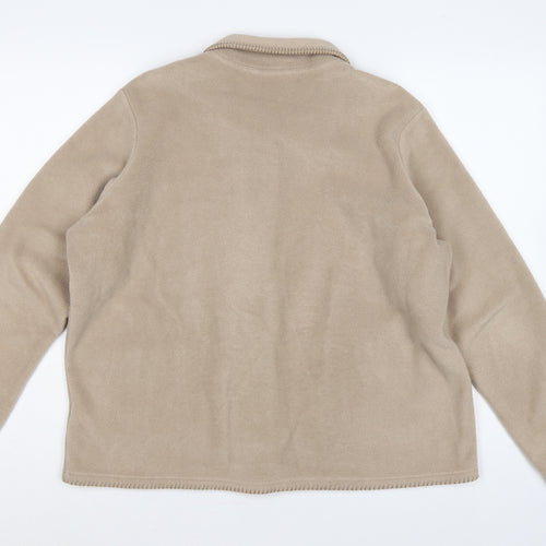 Marks & Spencer Women Beige UK 18 Fleece Button Basic Jacket