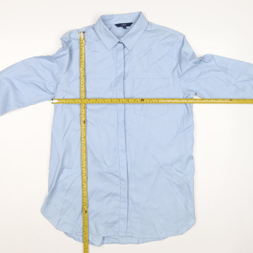 Next Women Blue UK 12 Cotton Button-Up Collared Long Sleeve Shirt