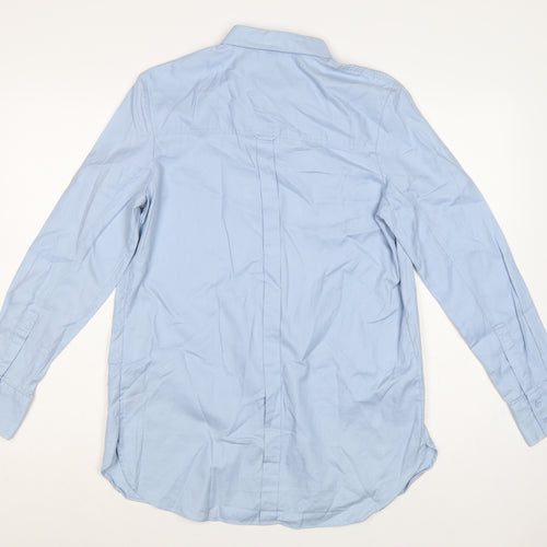 Next Women Blue UK 12 Cotton Button-Up Collared Long Sleeve Shirt