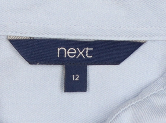 Next Women Blue UK 12 Cotton Button-Up Collared Long Sleeve Shirt