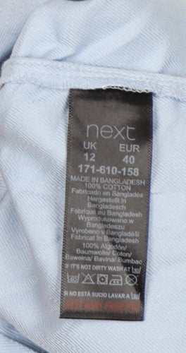 Next Women Blue UK 12 Cotton Button-Up Collared Long Sleeve Shirt