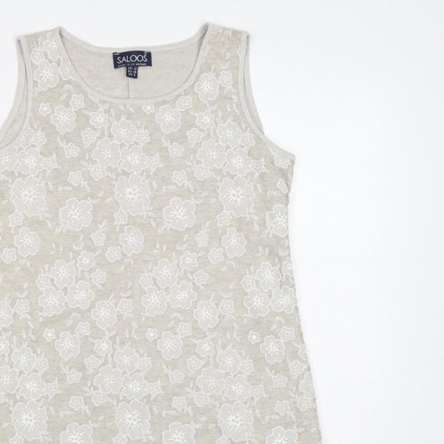 Saloos Women Ivory Floral Lace Sleeveless Tank Top UK 12