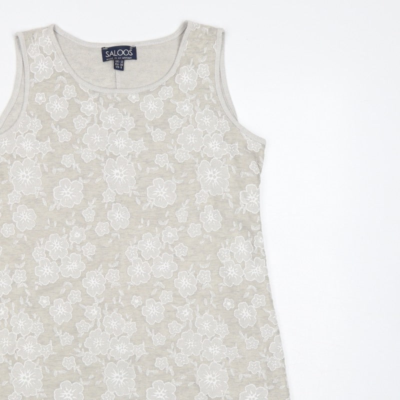 Saloos Women Ivory Floral Lace Sleeveless Tank Top UK 12