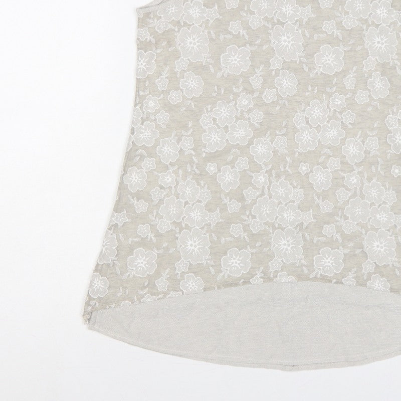 Saloos Women Ivory Floral Lace Sleeveless Tank Top UK 12